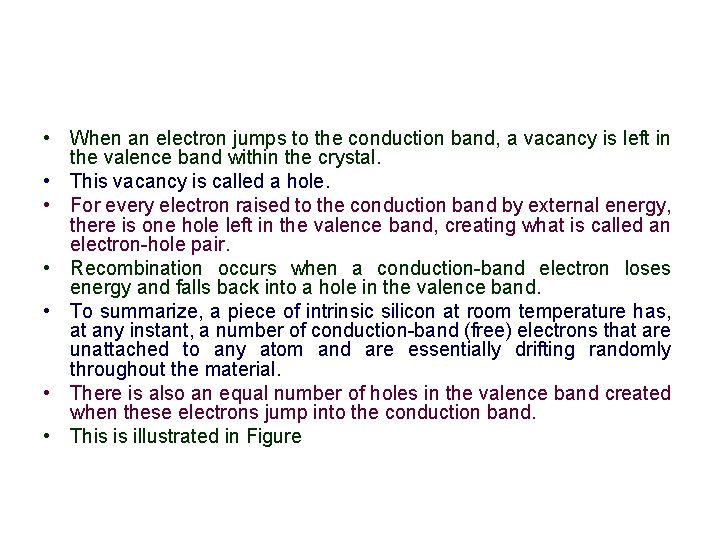  • When an electron jumps to the conduction band, a vacancy is left