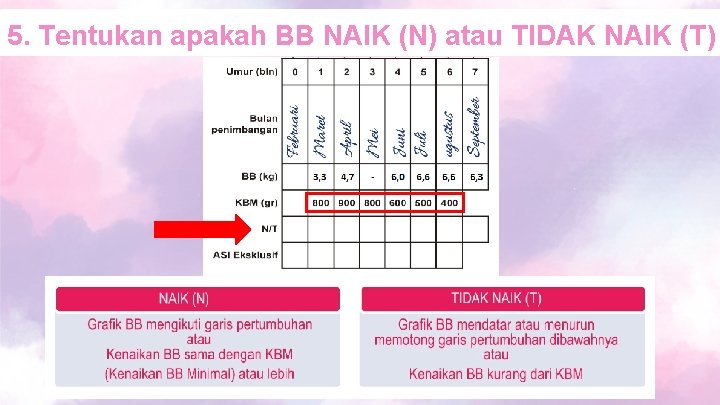 5. Tentukan apakah BB NAIK (N) atau TIDAK NAIK (T) 