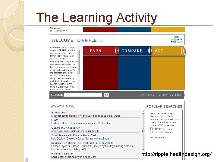 The Learning Activity http: //ripple. healthdesign. org/ 