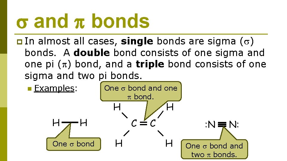 and bonds p In almost all cases, single bonds are sigma ( )