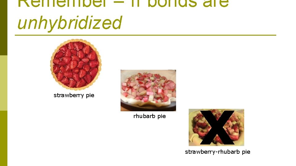 Remember – π bonds are unhybridized strawberry pie rhubarb pie strawberry-rhubarb pie 