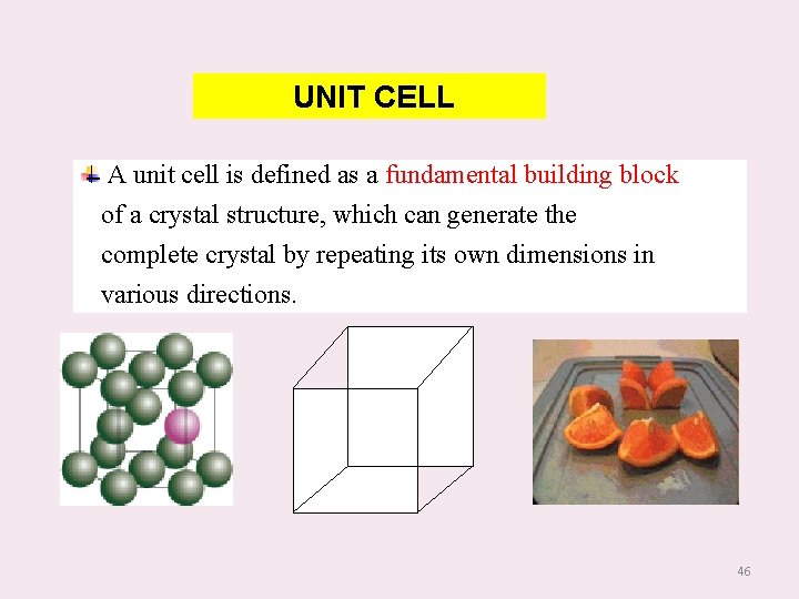UNIT CELL A unit cell is defined as a fundamental building block of a