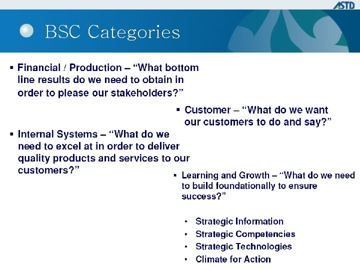 BSC Categories 