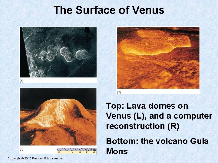 The Surface of Venus Top: Lava domes on Venus (L), and a computer reconstruction