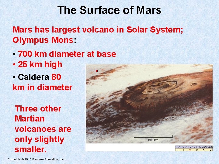 The Surface of Mars has largest volcano in Solar System; Olympus Mons: • 700