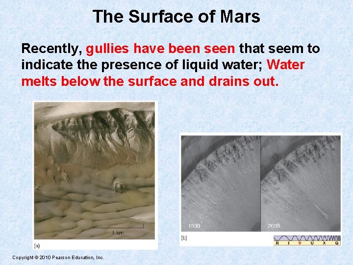The Surface of Mars Recently, gullies have been seen that seem to indicate the