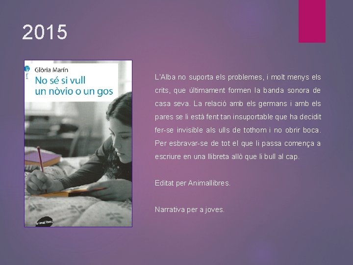 2015 L’Alba no suporta els problemes, i molt menys els crits, que últimament formen