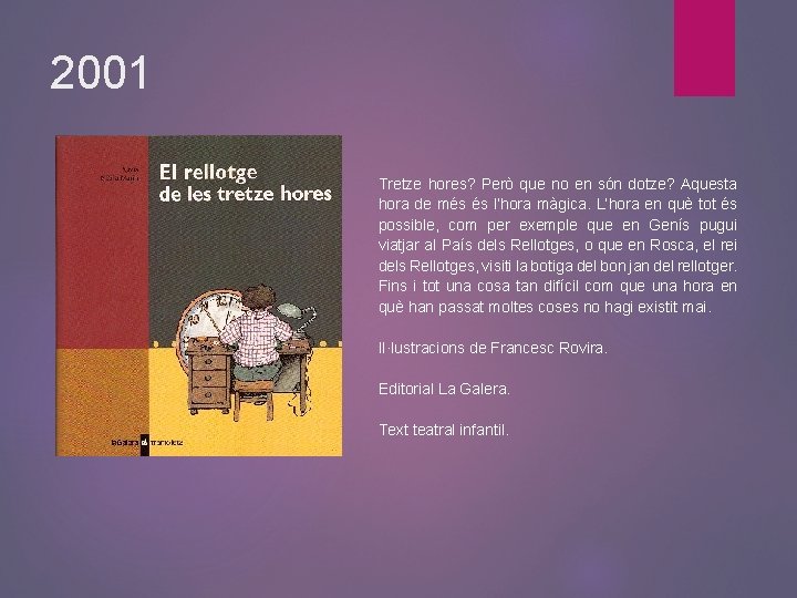 2001 Tretze hores? Però que no en són dotze? Aquesta hora de més és