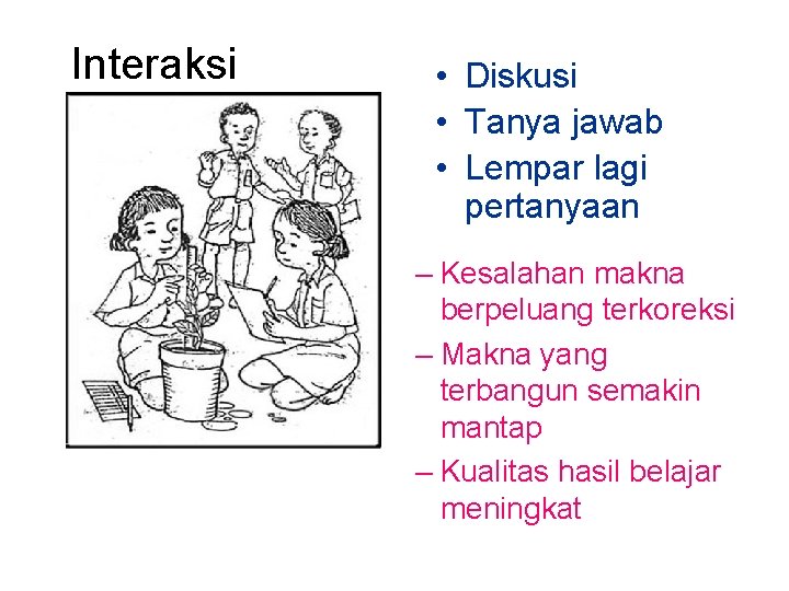 Interaksi • Diskusi • Tanya jawab • Lempar lagi pertanyaan – Kesalahan makna berpeluang