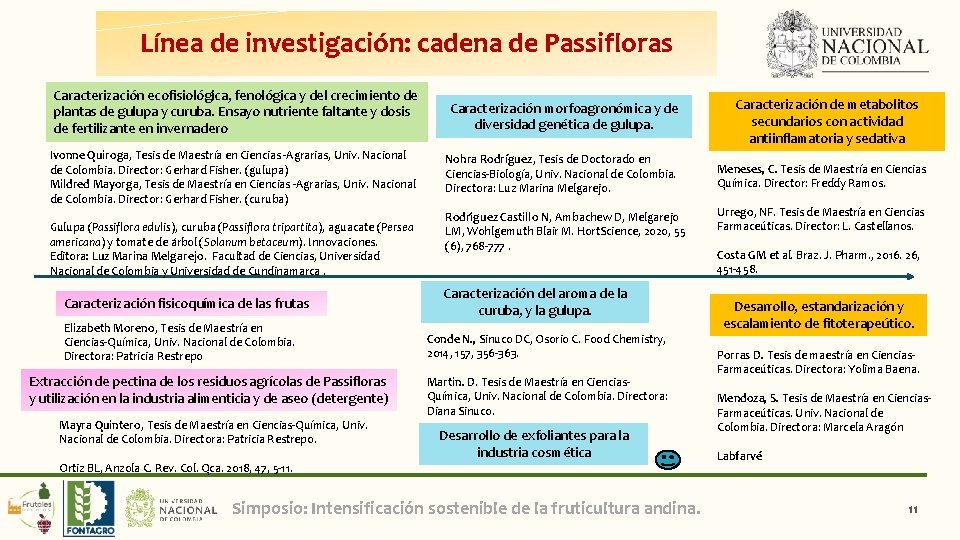 Línea de investigación: cadena de Passifloras Caracterización ecofisiológica, fenológica y del crecimiento de plantas
