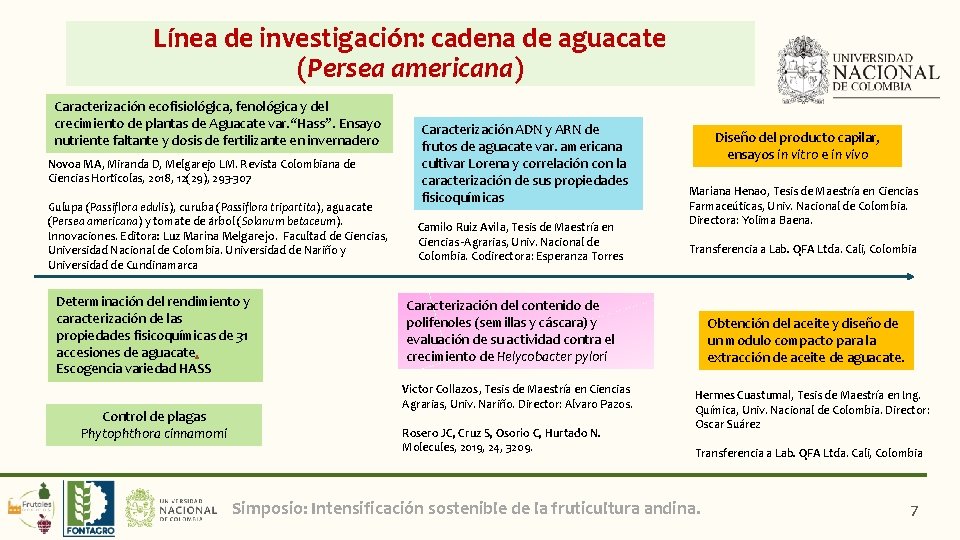 Línea de investigación: cadena de aguacate (Persea americana) Caracterización ecofisiológica, fenológica y del crecimiento