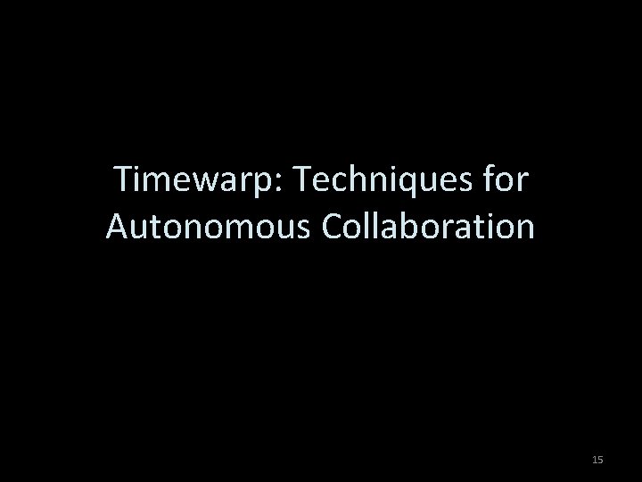 Timewarp: Techniques for Autonomous Collaboration 15 