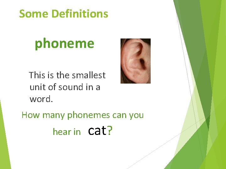 Some Definitions phoneme This is the smallest unit of sound in a word. How
