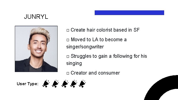 JUNRYL � Create hair colorist based in SF Moved to LA to become a