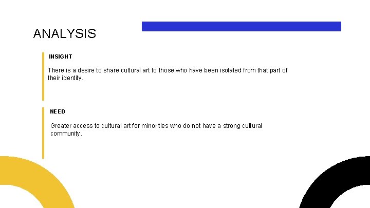 ANALYSIS INSIGHT There is a desire to share cultural art to those who have