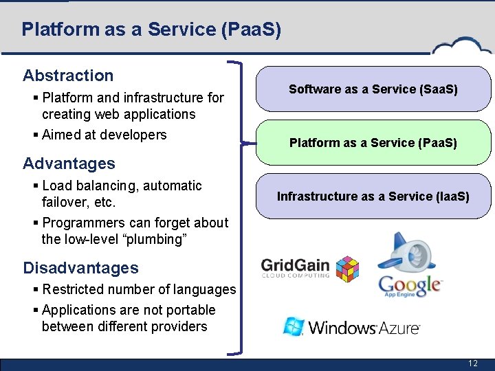 Platform as a Service (Paa. S) Abstraction § Platform and infrastructure for creating web