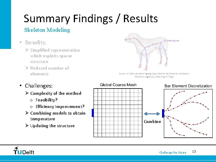 Summary Findings / Results Skeleton Modeling • Benefits: Ø Simplified representation which exploits sparse
