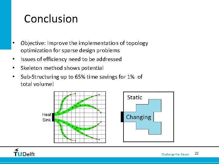 Conclusion • Objective: Improve the implementation of topology optimization for sparse design problems •
