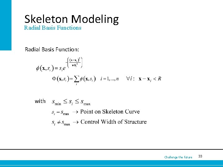 Skeleton Modeling Radial Basis Functions Radial Basis Function: with Challenge the future 6033 