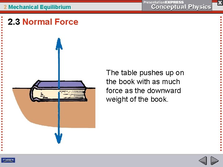 2 Mechanical Equilibrium 2. 3 Normal Force The table pushes up on the book