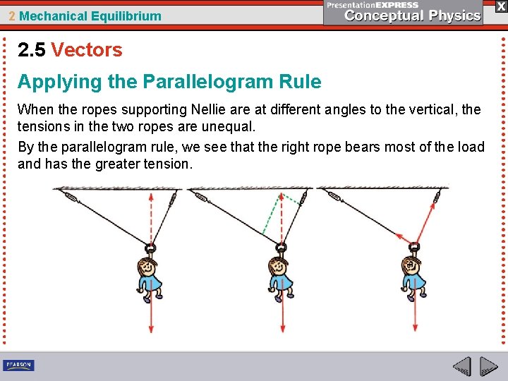 2 Mechanical Equilibrium 2. 5 Vectors Applying the Parallelogram Rule When the ropes supporting