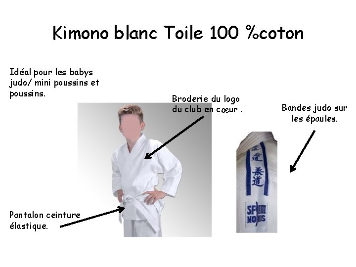 Kimono blanc Toile 100 %coton Idéal pour les babys judo/ mini poussins et poussins.