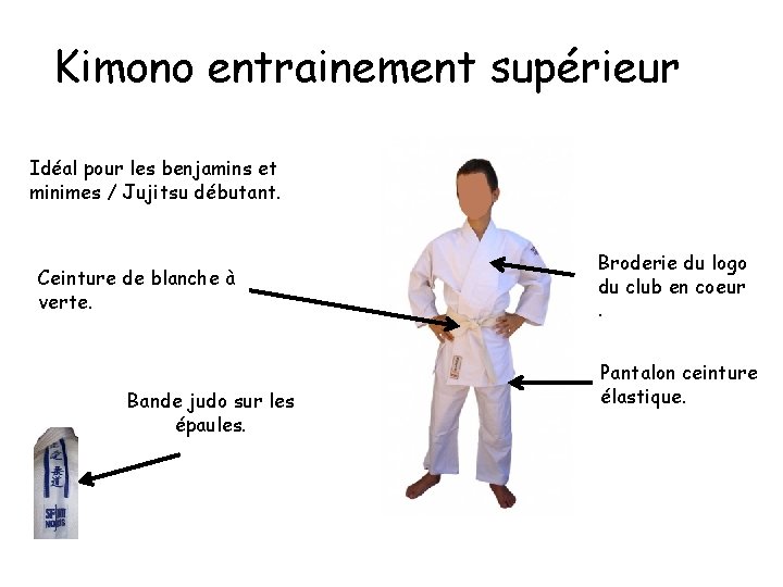 Kimono entrainement supérieur Idéal pour les benjamins et minimes / Jujitsu débutant. Ceinture de