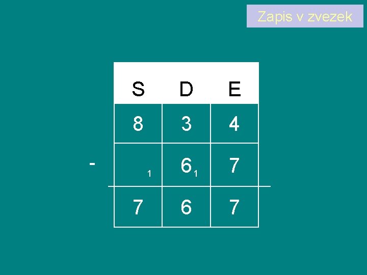 Zapis v zvezek S D E 8 3 4 61 7 6 7 -