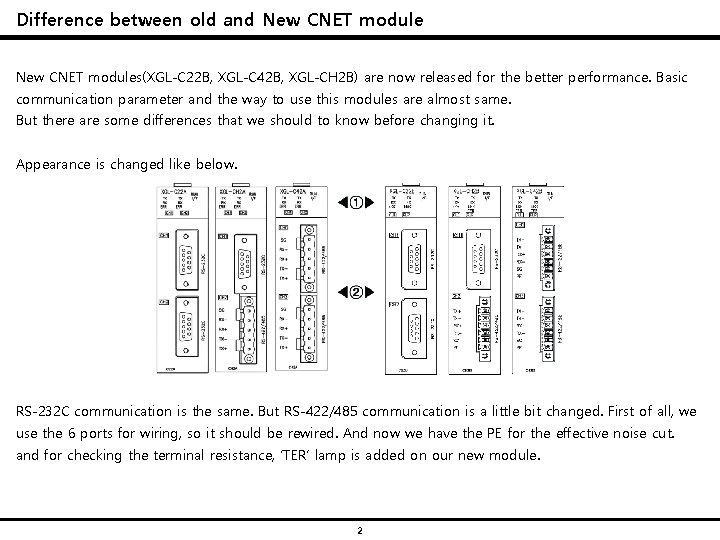 Difference between old and New CNET modules(XGL-C 22 B, XGL-C 42 B, XGL-CH 2