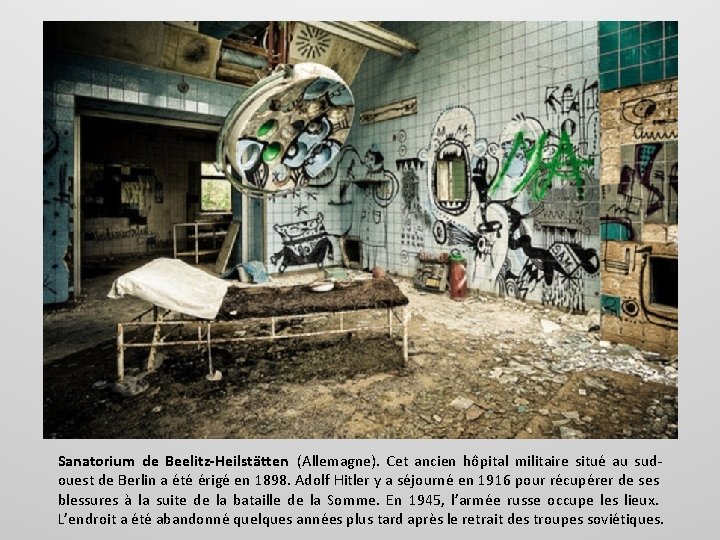 Sanatorium de Beelitz-Heilstätten (Allemagne). Cet ancien hôpital militaire situé au sudouest de Berlin a