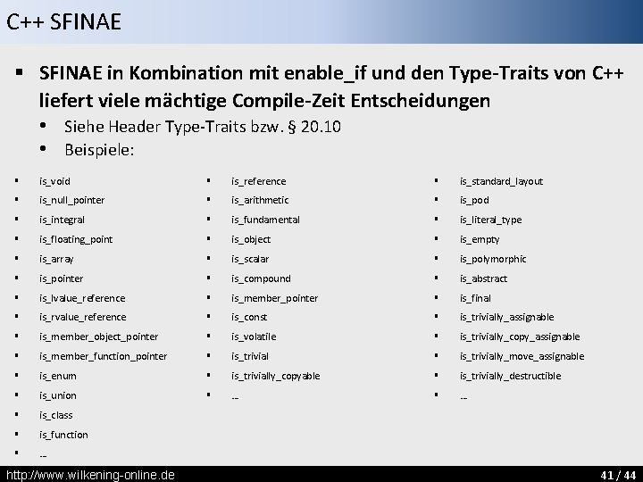 C++ SFINAE § SFINAE in Kombination mit enable_if und den Type-Traits von C++ liefert