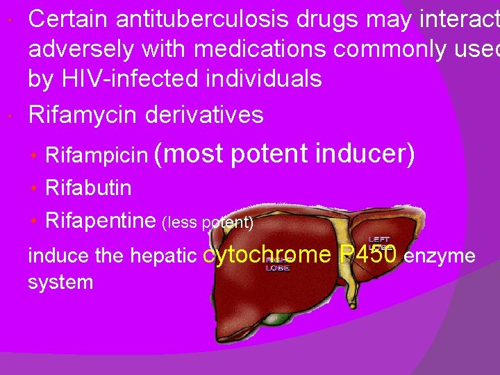 Certain antituberculosis drugs may interact adversely with medications commonly used by HIV-infected individuals Rifamycin