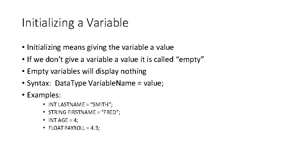 Variables and Types Variables Constants and Data Types