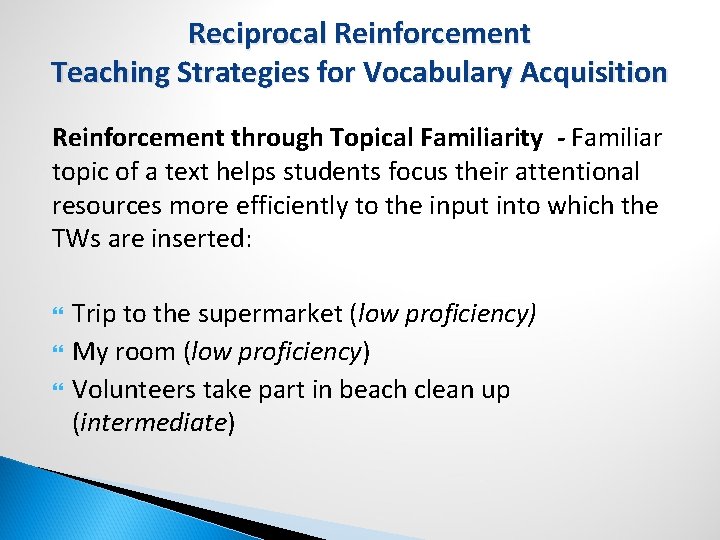 Reading for Writing as Reciprocal Reinforcement in Vocabulary