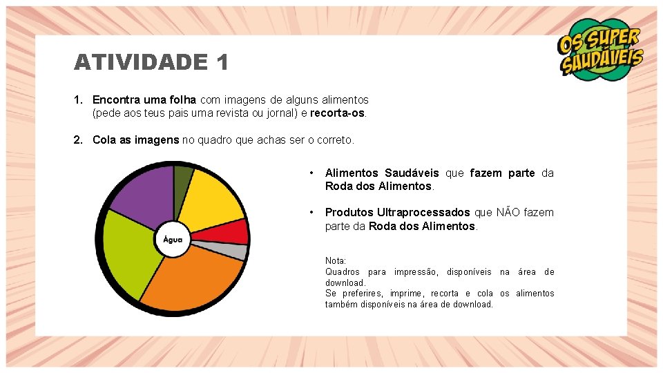 ATIVIDADE 1 1. Encontra uma folha com imagens de alguns alimentos (pede aos teus