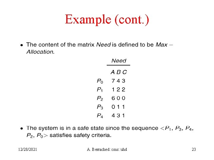 Example (cont. ) 12/28/2021 A. Berrached: : cms: : uhd 23 