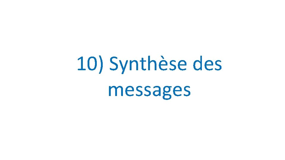 10) Synthèse des messages 