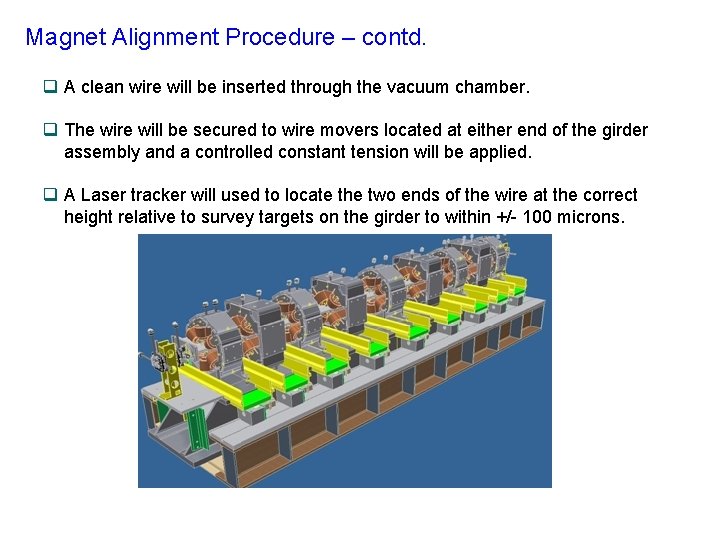 Magnet Alignment Procedure – contd. q A clean wire will be inserted through the