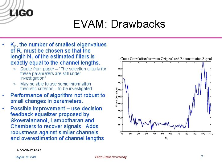 EVAM: Drawbacks • K 0, the number of smallest eigenvalues of Rx must be EVAM: Drawbacks • K 0, the number of smallest eigenvalues of Rx must be