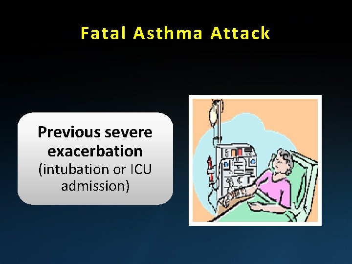 Fatal Asthma Attack Previous severe exacerbation (intubation or ICU admission) 