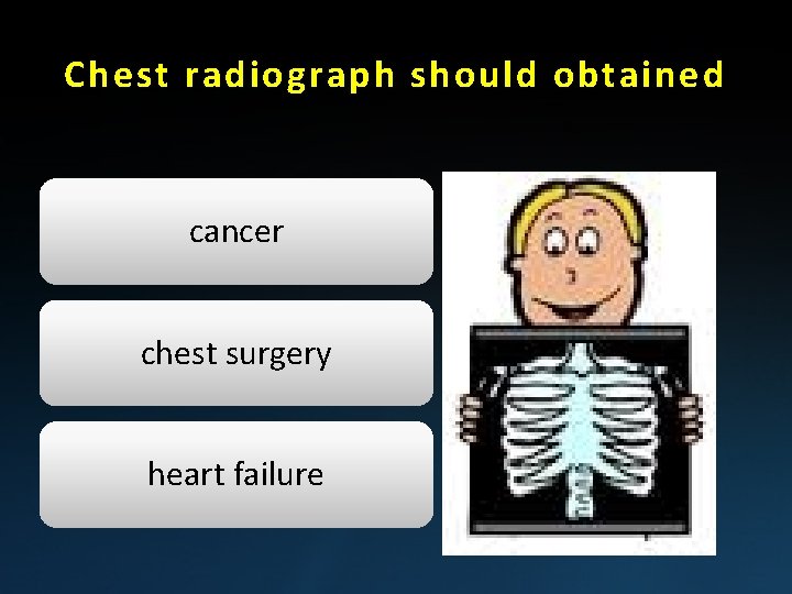 Chest radiograph should obtained cancer chest surgery heart failure 