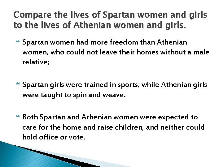 Compare the lives of Spartan women and girls to the lives of Athenian women