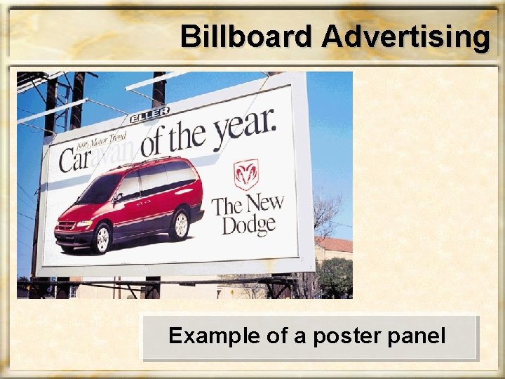 Billboard Advertising Example of a poster panel 