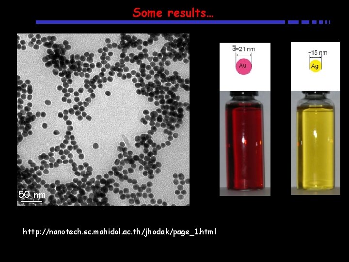 Some results… 50 nm http: //nanotech. sc. mahidol. ac. th/jhodak/page_1. html Some results… 50 nm http: //nanotech. sc. mahidol. ac. th/jhodak/page_1. html