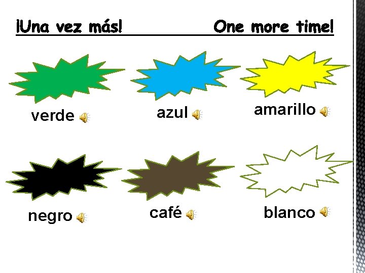 verde negro azul café amarillo blanco 