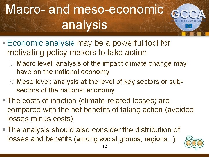 Macro- and meso-economic analysis § Economic analysis may be a powerful tool for motivating