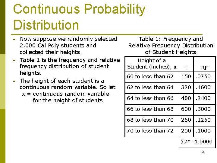 Continuous Probability Distribution • • • Now suppose we randomly selected 2, 000 Cal
