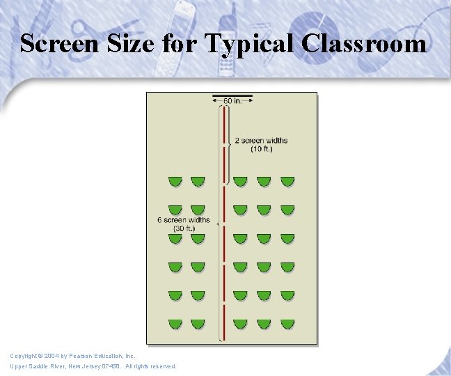 Screen Size for Typical Classroom Copyright © 2004 by Pearson Education, Inc. Upper Saddle Screen Size for Typical Classroom Copyright © 2004 by Pearson Education, Inc. Upper Saddle