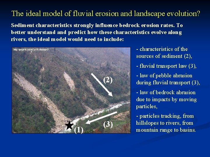 The ideal model of fluvial erosion and landscape evolution? Sediment characteristics strongly influence bedrock