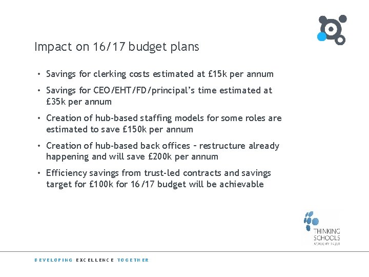 Impact on 16/17 budget plans • Savings for clerking costs estimated at £ 15